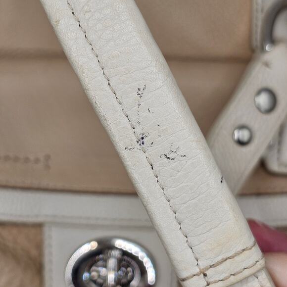 Coach Ivory White Cream Penelope Pebbled Leather Carryall Handbag Purse - Picture 6 of 8